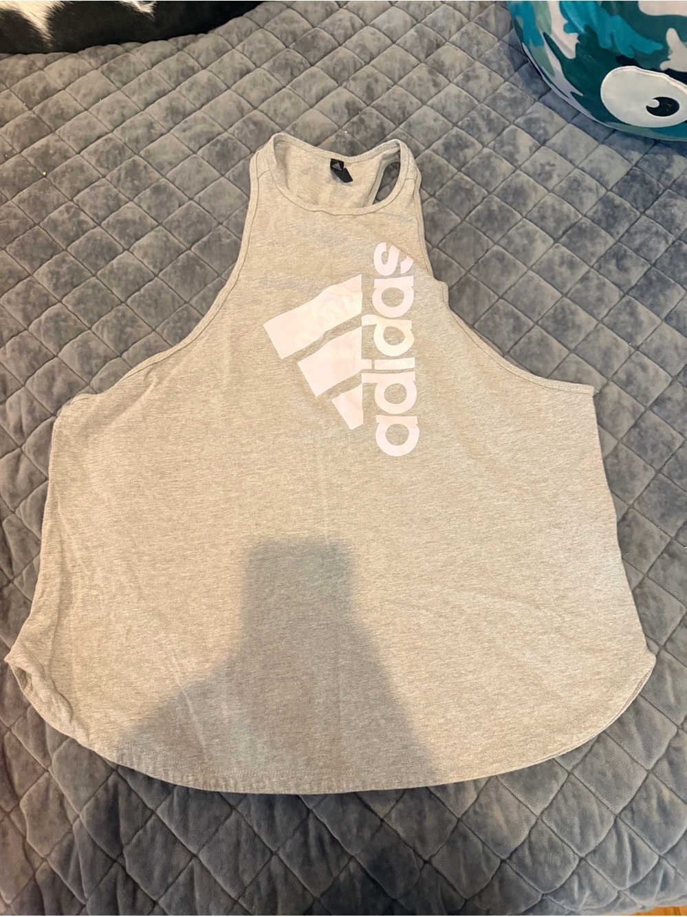 adidas Light Gray Racerback Tank with White Logo